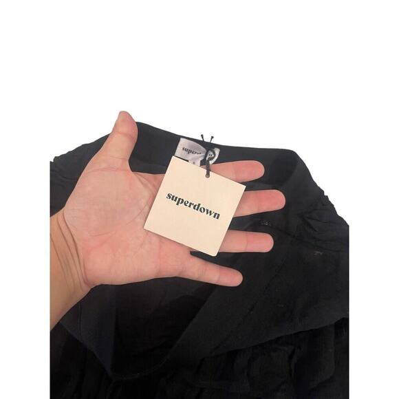 Superdown Revolve Becky Mini Skirt Ruffle Tiered Black size S New - Picture 6 of 7